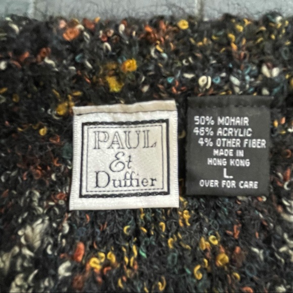 Vintage 1980s PAUL ET DUFFIER Large Black Cropped Boxy Women’s Mohair Sweater - Picture 9 of 15